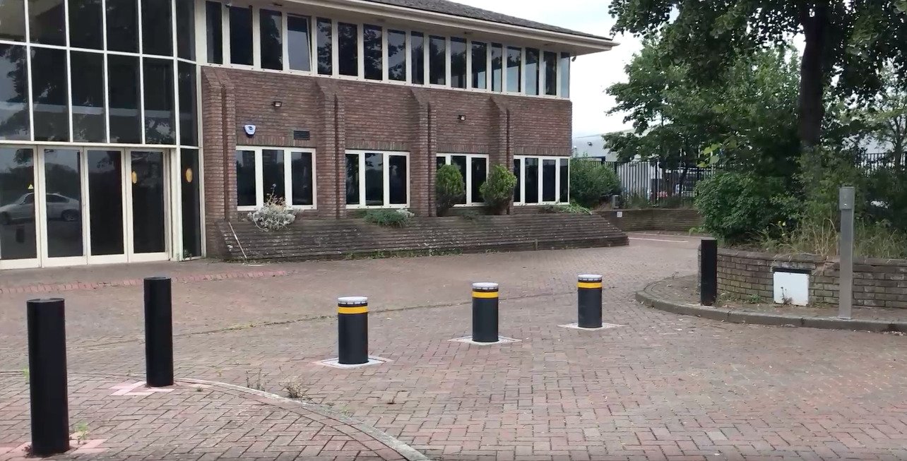 Automated Electric Bollards Security Barriers Hero Section Background Image